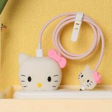 Sanrio Sanrio Cute Cartoon Series Fast Charger Protector Compatible With Iphone 18W 20W IPhone 14 13 12 11 Pro Max Fast Charging Cable Charger Head Cover Cable Accessory Data Cable Protective Sleeve (4in1) Cable Protector