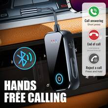 VAORLO 蓝牙5.4车载音频接收器/发射器，3.5mm AUX接口，高保真立体声无线音频适配器，适用于飞机，带高清麦克风，兼容汽车、电脑、电视、音箱、蓝牙耳机 - 彩色 - 查看 7