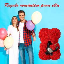 Kit Premium Oso de Rosas + Varios Regalos Sorpresa para Novias - Regalo Romántico de San Valentín o Aniversario con LED, Collar de 100 Idiomas y Decoración Única - Día de San Valentín rojo - Ver 10