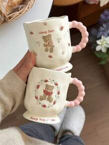 1个可爱小熊陶瓷马克杯，吸睛心形设计，家居装饰杯，生日礼物咖啡杯，返校季礼物 - 彩色 - 查看 6