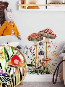 1pc Enchanting Forest Mushroom & Dandelion Wall Decal, Durable PVC, Contemporary Style For Modern Home Atmosphere In Living Room, Bedroom, Hallway - Multicolor - View 5
