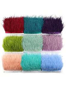 两种尺寸的柔软仿羽毛流苏，8-10厘米/3.15-3.94英寸，适用于DIY工艺品、服装、婚纱、缝纫配件、服饰装饰、丝带饰边羽毛。