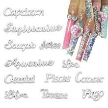 12Pcs 12 Zodiac Alphabet Symbol Gold/Silver Constellation Nail Charm 3D Alloy Flatback Diy Jewelry Nail Accessories Nail Supplies Nails Nail Charms Nail Gems - Multicolor - View 9
