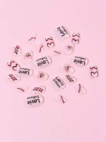 24 piezas de uñas postizas acrílicas falsas de cobertura completa y cortas para niñas, uñas artificiales lindas con puntas para suministros de uñas - Multicolor - Ver 2