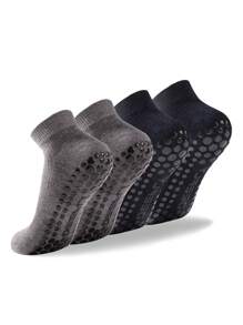 2 Pairs Deefly Women Anti-Slip Ankle Socks, Solid Color Suitable For Home, Hospital, Pregnant Women, Fitness, Pilates, Yoga
