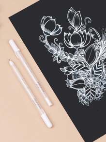 6 قطع/1 قلم تحديد، قلم فني، كرتون أسود، قلم خطاف أبيض، قلم رسم وجرافيتي DIY، قلم قرطاسية بسيطة، قلم كتابة برأس خطابات سوداء، عودة إلى المدرسة