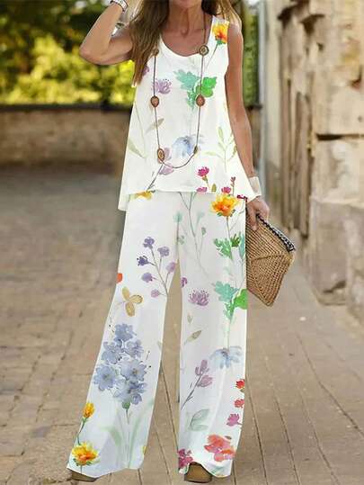 (Nicht positionierender Muster) Lässiges Camisole- und Shorts-2 Stücke Set für Damen im Urlaubsstil