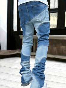 Men's Fashion Casual Street Colorblock Denim Jeans - Multicolor - View 2