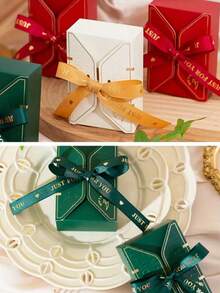 1 Roll Gold Foil Lettering Grosgrain Ribbon, For Floral Gift Wrapping, Cake Packaging Ribbon Bowknot, DIY Craft Supply Satin Ribbon Mother's Day Graduation - Multicolor - View 2