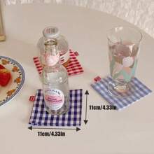 1pc/3pcs Vintage Striped Coaster Square Grid Fabric Insulation Coaster Set Coffee Cup Coaster Mug Coaster Suitable For Table Decor, Home Decor, Kitchen Decor