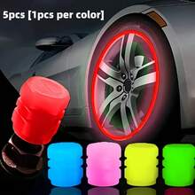 4pcs Glow In The Dark Tire Valve Caps, Suitable For Cars, Bicycles And Motorcycles - Hexagonal, Durable ABS Material, Perfect Fit. [Note: Item Will Glow Under UV Light Exposure] - Multicolor - View 9