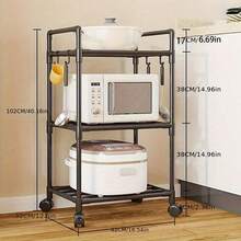 1pc Kitchen Shelf Storage Rack, Multi-Tier Standing Rack For Microwave Oven, Rice Cooker, Fruit & Vegetables - Multicolor - View 15