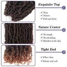 Tóc móc xoắn Yanky Twist 8/10/12/14 inch 1/4/9 gói Tóc móc xoắn Yankee Twist Mini được bện sẵn Micro Yaki Twist Crochet Braids cho phụ nữ, T1B/30 - Màu nâu ombre - Xem 3