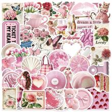 50PCS Pink Stickers Aesthetic Coquette Stickers Pink Stickers Kawaii Stickers Stickers Art Stickers Graffiti Stickers Pop Culture Stickers For Laptop Skateboard Journal Notebooks Phone Cup Guitar Luggage Computer Fridge Desk