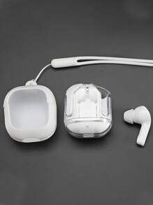 1 Transparent Wireless Bluetooth Earphone, Stereo Wireless Earphone, LED Battery Display, Type-C Charging Case, Compatible With All Smartphones, Suitable For Gaming, Music, Outdoor Sports/Business, Adult Use, Capacitive Microphone, Rechargeable 150mAh Battery, Polymer Lithium-Ion