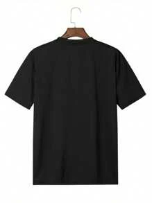 T-shirt girocollo da uomo con stampa di un simpatico gatto in cotone, 190 g/m²
