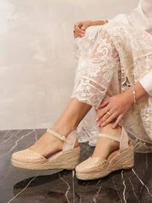 Sandales Compensées Alpargatas Elégantes - Estilo Bohème Chic - Beis - Ver 2