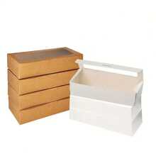 20 caixas de presente de papel kraft com janelas transparentes, 2 cores disponíveis, adequadas para embalagens de macaron, artigos para festas, caixas de presente - Multicolorido - Ver 8