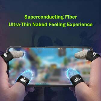 Ultra Thin Silver Fiber Pro Gaming Finger Sleeves, 0.3mm Silver Fiber, Anti Sweat Breathable Thumb Cover Gloves For Fits All Mobile Phone Tablet Touchscreen Devices