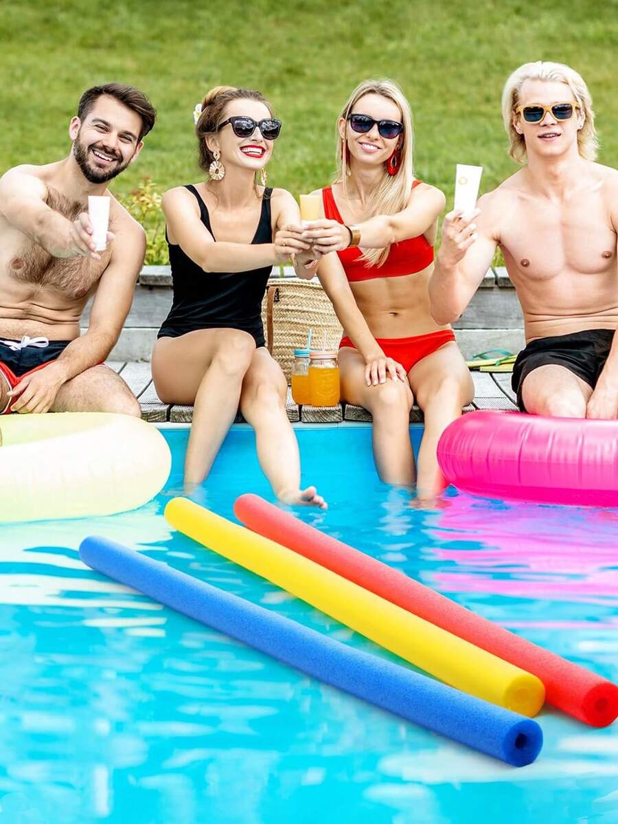 3pcs Jumbo Pool Noodles Bulk, Foam Swim Noodles Hollow Bright Foam Tube Pool Sticks For Swimming Floating Craft Projects,Crash Protection Foam,Fitness Foam Bar