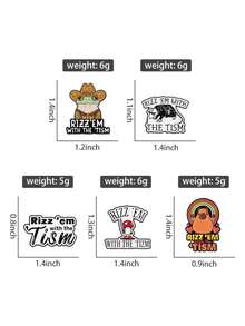 5Pcs Rizz Em With The Tism Enamel Pin Custom Metal Brooches Cartoon Animal Frog Brooches Backpack Lapel Badge Jewelry Gift For Friend - Multicolor - View 8