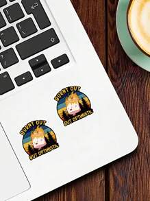 1/3pcs "Burnt Out, But Optimistic" Actively Encourage Stickers, Cartoon Style Expresses Positivity And Optimism, Decorate Your Laptop, Water Bottle, Journal, Skins, Guitars, Helmets, Office Supplies, School, Skateboards, Luggage, Water Bottle, And Other Funny Decal