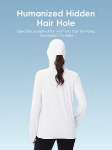 女士 UPF 50+ 轻便透气夹克，防晒户外钓鱼连帽衫，夏季 - 白色 - 查看 2