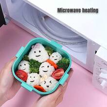 这款防漏、方便的双层午餐盒配有分隔板，可用于微波炉，具有可爱的卡通设计，包含一套餐具，可在洗碗机中清洗，非常适合储存食物。 - 彩色 - 查看 8