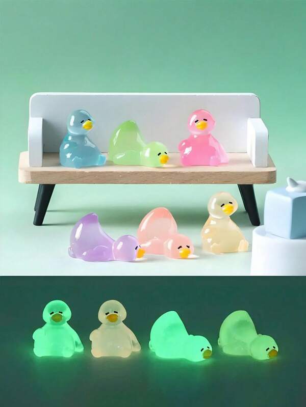10/20pcs Luminous Mini Resin Ducks, Glow In The Dark Goose Tiny Figures, Cute Animal Statues For DIY Fairy Garden Micro Landscape Aquarium Micro Landscape Aquarium Potted Plants Decoration,Perfect Birthday Gift(Random Color)
