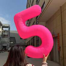 40 英寸超大荧光粉色铝箔数字气球 0-9，适用于生日派对、周年纪念装饰、18 岁 30 岁生日装饰