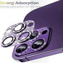 Kính cường lực kim loại bảo vệ ống kính máy ảnh tương thích với iPhone 11/12/13/14/15/16 Pro Max Series Chống nước, Chống sốc, Chống rơi, Chống trầy xước, Chống vân tay, Bao phủ toàn bộ - Màu tím - Xem 5