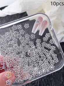 春夏花朵指甲饰金银闪亮白紫水钻美甲装饰 10 件 3D 合金 DIY 指甲宝石礼物，适合女孩手机壳、鞋子衣服包包工艺品美甲用品 - 彩色 - 查看 11