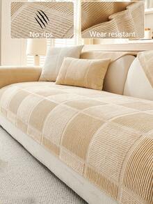 1 pièce Housse de coussin de canapé universelle pour les 4 saisons, housse de siège de canapé moderne et minimaliste antidérapante, anti-poussière et lavable, douce, non décolorante, couverture de canapé pour animaux de compagnie, convient aux canapés d'angle, chambres à coucher, bureaux, décorations de salon - Kaki - Voir 1