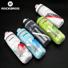 ROCKBROS 1 件隔热自行车水壶三层设计 5 小时冷却硅胶喷嘴笼非常适合骑行、健身房和户外运动，防漏且易于清洁 - 彩色 - 查看 1