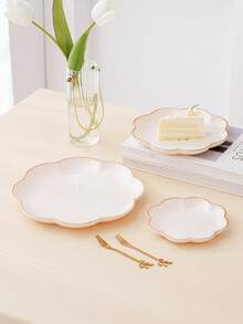 1pc Flowery Fruit, Snack, Cake & Dried Fruit Display Tray, Suitable For Celebrations, Festivals, Weddings