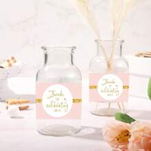 10pcs Pink Background Water Bottle Labels, Pink Background With Golden Text Blessing Pattern Gift Packaging Labels, Suitable For Decorating Beverages, Cans, Cups For Birthday, Shower, Engagement, Picnic Party, Wedding Water Bottle Labels, Gift Packaging Supplies, Gift Wrapping Labels
