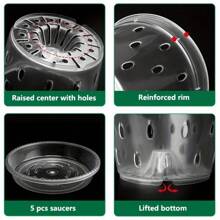 5 Packs Transparent Plastic Orchid Pots With Saucers For Air Circulation, Clear Plastic Planter For Orchid,Orchid Pot With Holes For Repotting Healthy Air Circulation And Water Drainage, Indoor & Outdoor Gardening, Home Decor
