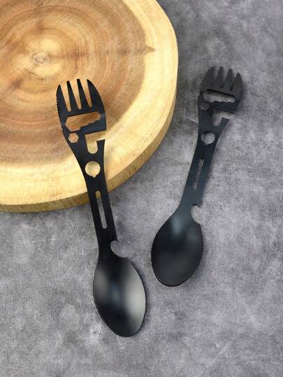 1pc Outdoor Multifunctional Portable Spork - Wrench Bottle Opener For Camping & Picnic,School Supplies