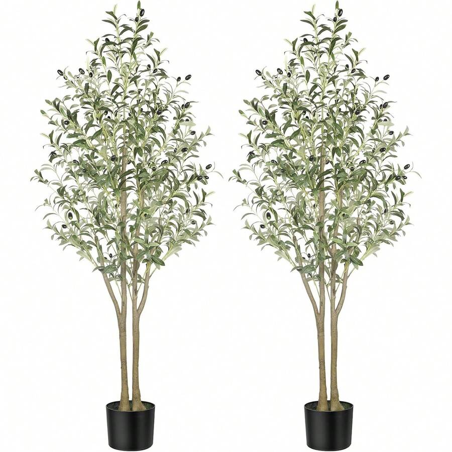Alupssuc 5FT Artificial Olive Tree With Lifelike Leaves, Indoor Outdoor Faux Olive Tree For Home, Living Room, Bedroom, Balcony, Corner, Office, Garden Decor, 150cm