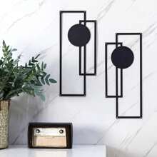 2pcs Geometric Metal Wall Art Decor, Black Minimalist Iron Art Wall Hanging, Suitable For TV Background, Living Room, Bedroom, Minimalist Art Line Wall Decor (Similar To Fig 8-9 Due To Craftsmanship, Not Dirt Issue),Home Decor ,Room Decor,Wall Decor Gifts Birthday Graduation