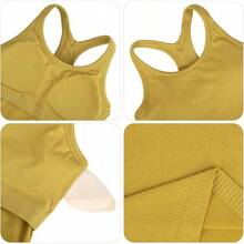 Yoga Racerback Tank Top For Women With Built In Bra,Women's Padded Sports Bra Fitness Workout Running Shirts - 黃色 - 查看 3