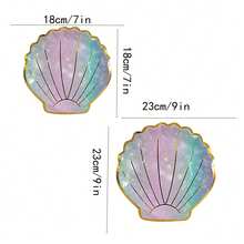 10pcs Mermaid Party Paper Plates, Shell Party Dinnerware Set, Colorful Plates Suitable For Birthday Party, Wedding, Holiday, Valentine's Day, All Seasons - Multicolor - View 5