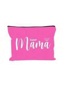 Letter "Mama" Printed Zipper Women'S Cosmetic Bag. The Best Gift For Mom, Bridesmaid Cosmetic Bag, Bridesmaid Gift Bag, Wedding Travel Washing Bag With Zipper, Bridesmaid Bag, Wedding Bride Shower Single Girls Proposal Party Gift,Mother's Day Gifts Makeup Travel Toiletry Organizer Essentials Gifts Storage Zipper Accessories Nail