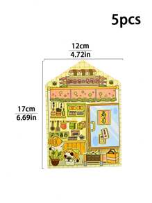 5pcs/10pcs Forest Theme Landscape & Mechanism Stickers, New Cute Scene Stickers, High-Quality For Girls, Stress Relief DIY Stickers