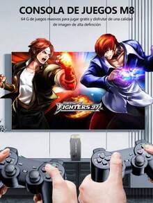 Consola de videojuegos,WTECH Consola de juegos retro con un par de controladores inalámbricos de 2,4 G con 2 mandos AK-73,memoria grande de 64 G, más de 20 000 juegos para elegir, salida 4K HD a TV, juego de juguetes navideños - Negro - Ver 4