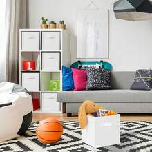 Fabric Storage Bins 1/3/6 Packs Fun Storage Cubes With Handles Foldable Cube Baskets For Home, Kids Room, Wardrobe And Toy Organization White - White - View 6