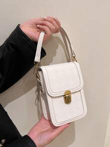 Brown Rectangular Crossbody Bag Wallet For Women - Beige - View 3