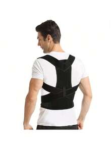 ComfortFit 姿势矫正器，男女适用 - 可调节、透气的矫形支架 - 无缝上背部、脊柱、颈部和肩部支撑 - 适合日常佩戴，锁骨稳定 - 促进健康姿势，防止懒散健身房配件 - 黑色 - 查看 8