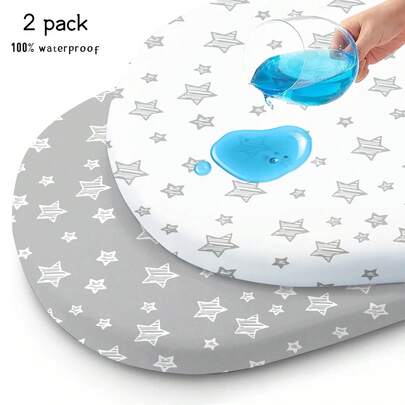 2 Packs Waterproof Bassinet Sheet, Fit For Halo Bassinet Swivel Sleeper, Universal Sheet For Rectangle, Oval Bassinet Mattress, Flexible For Different Cradle And Bassinet Mattress