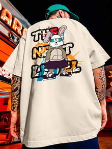 Shirt Oversized Streetwear T-Shirt Rabbit Rabbit Bear Streetwear Skateboard REF 7188 FLUXOGEEK - Khaki - View 7